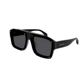 Alexander McQueen Unisex Sunglasses Fall Winter Black Grey Nylon Nylon Shiny AM0335S 001