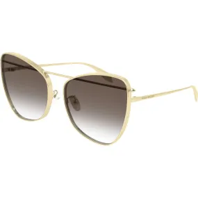 Alexander McQueen Women's Sunglasses Fall Winter Gold Brown Nylon Nylon Light AM0228S 002