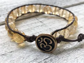 Citrine Leather Wrap Bracelet