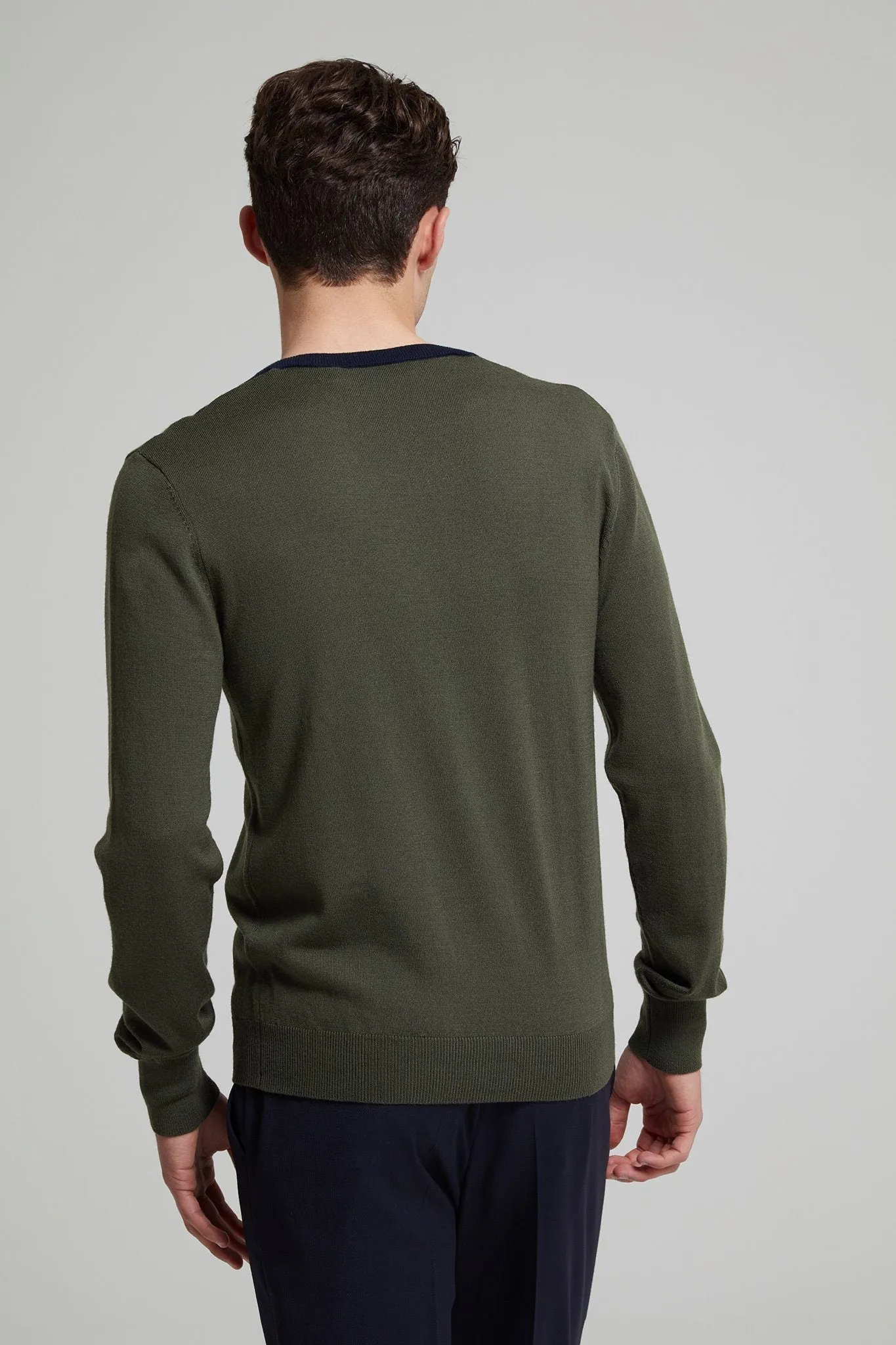 Contrast Trim Merino Wool Sweater