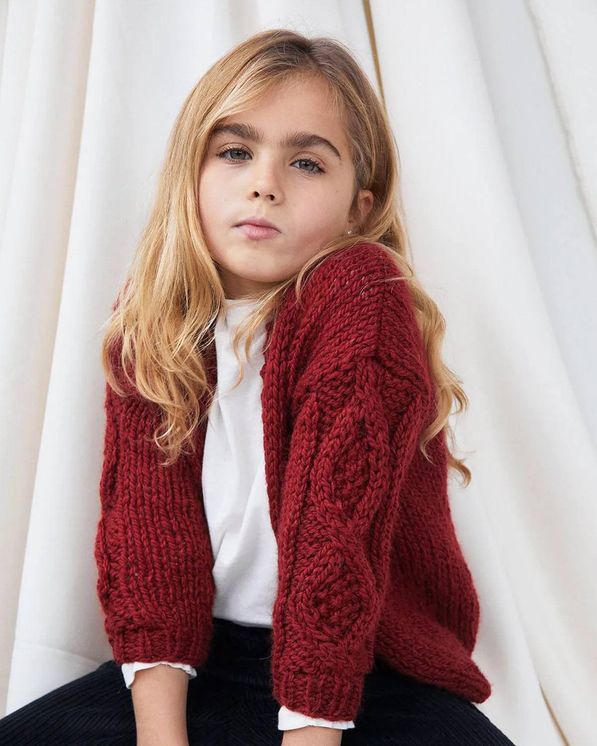 Mini Tommy: Red Wool Cardigan