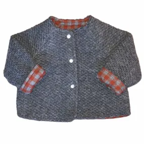 Soft Wool Cardigan Grey with Flannel